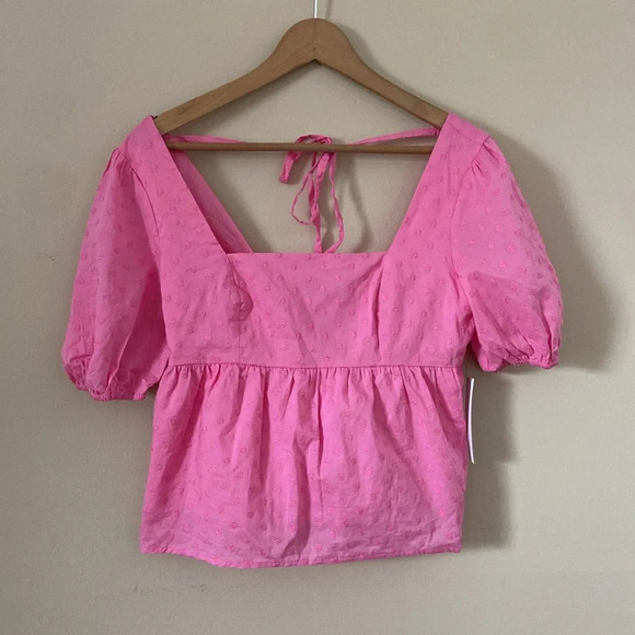 Anthropologie Modcloth -Farming Daisies Babydoll Top in Pink Dots - Picture 5 of 13